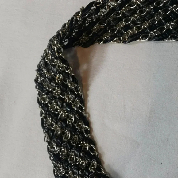 Black/silver links braided front tie 60" belt - Picture 5 of 6